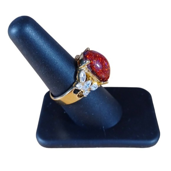 Australian red opal statement ring size 7.5 - Picture 5 of 8